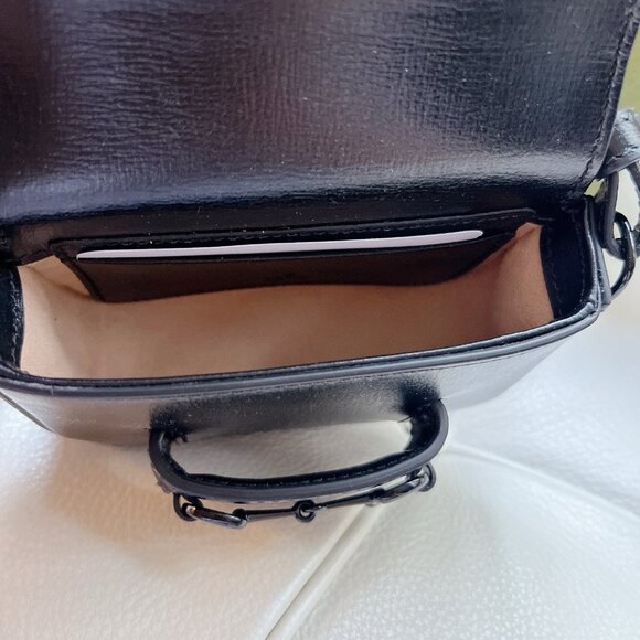 Gucci Azalea Horsebit 1955 Web Monochrome GG Mini HandBag Wallet On Strap Black - Picture 10 of 13